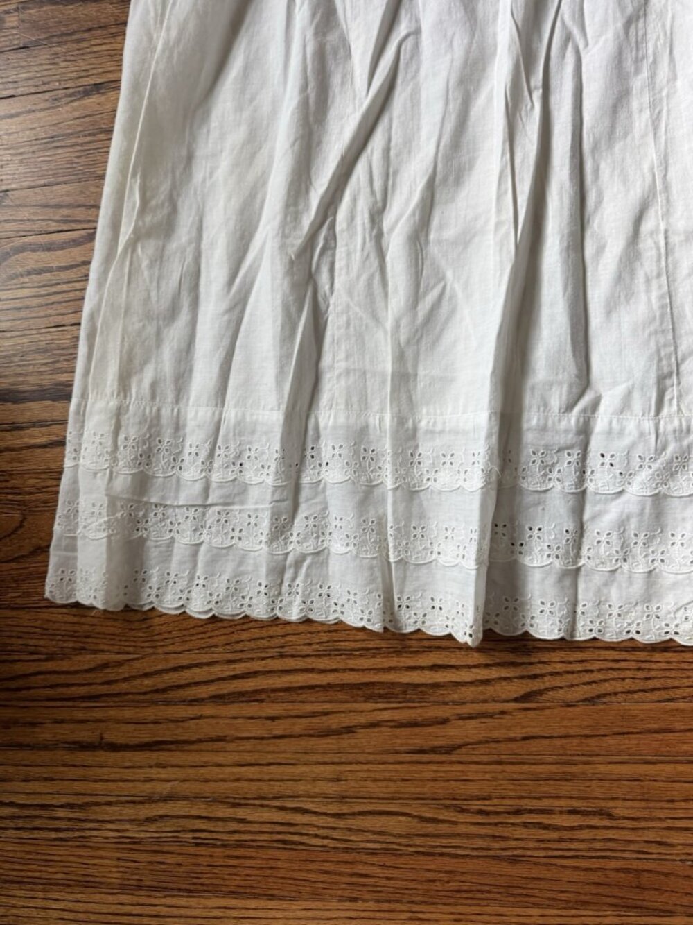 Vintage Antique Victorian White Cotton Tiered Eyelet Slip Dress Gown White - Picture 9 of 11
